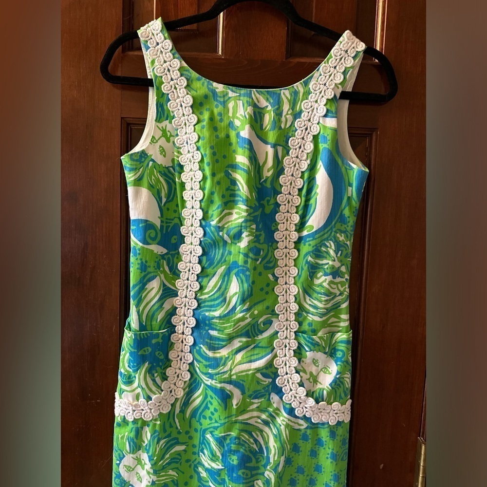 Lilly Pulitzer "Roar Of The Jungle" Alpha Delta Pi Lion Shift Dress Size 0 - Picture 3 of 11